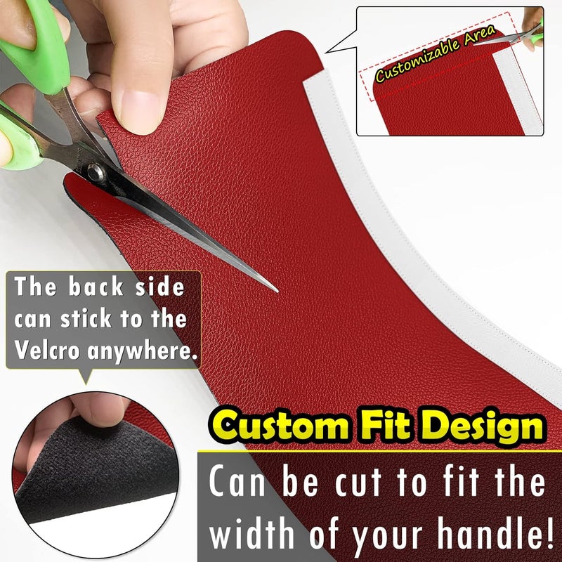 Royleath Refrigerator Handle Covers, 6PCS, Leather Kitchen Appliance Handle Covers, Keep Your Fridge Microwave Oven Stove or Dishwasher Clean, Stains Dirty Oils, Timesaver, Kitchen Decor (Pepper Red) - Image 5